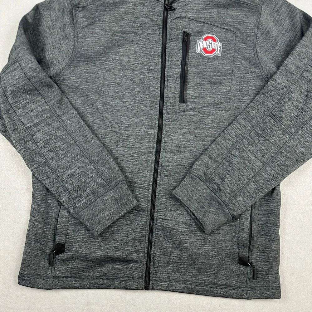 Ohio State Buckeyes Sweater Men Medium Gray Full Zip Pockets NCAA M